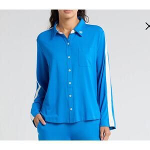 Big Feelings X Alice + Olivia Nico Blue Long Sleeve Pajama Top SIZE S. NWOT